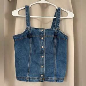 Denim Button-Up Tank Top